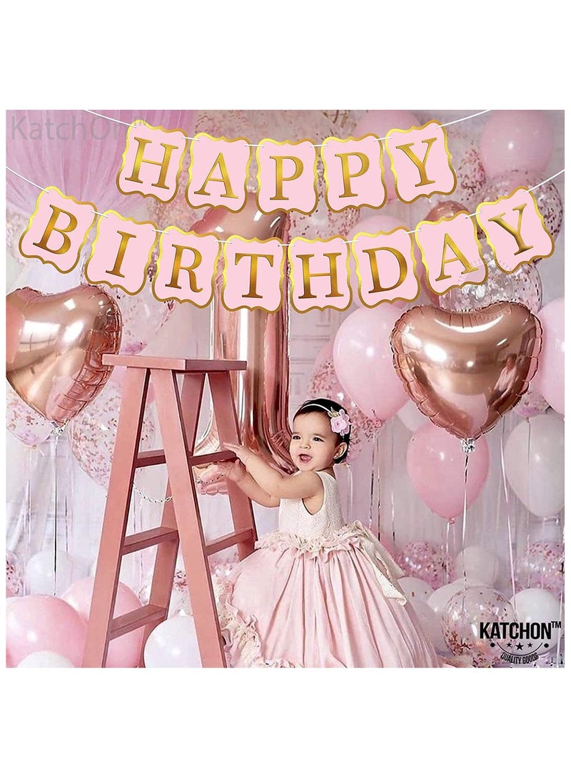 KATCHON Pink Happy Birthday Banner - 10 Feet, NO DIY | Happy Birthday Sign for Backdrop | Happy Birthday Decorations | Pink Party Decorations | Girls Birthday Decorations - Image 2